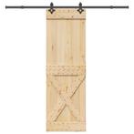 vidaXL Schuifdeur met beslag 70x210 cm massief grenenhout, Doe-het-zelf en Bouw, Deuren en Vliegenramen, Verzenden, Nieuw