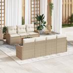 vidaXL Tuinbank Set 8 pcs Beige Poly rattan, Tuin en Terras, Verzenden, Nieuw