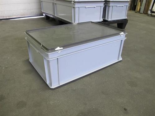 Stapelbak 60x40x22cm met deksel grijs PP gesloten vlakke, Zakelijke goederen, Horeca | Overige, Ophalen of Verzenden