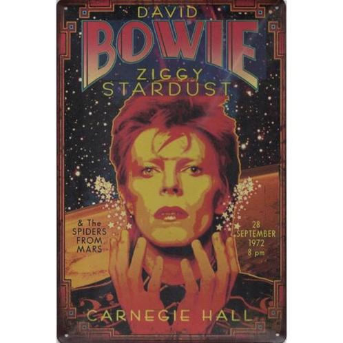 Wandbord Concert Bord - David Bowie Ziggy Stardust 1972, Verzamelen, Muziek, Artiesten en Beroemdheden, Poster, Artwork of Schilderij