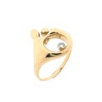 Gouden moeder-kind ring met diamant | 0,06 ct., Handtassen en Accessoires, Ringen, 18 tot 19, Gebruikt, Overige kleuren, Ophalen of Verzenden