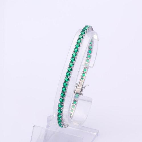 Zonder Minimumprijs - Armband Zilver Smaragd - Smaragd -, Handtassen en Accessoires, Armbanden