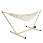 Hangmat - crème - Stalen frame met houtlook, Huis en Inrichting, Kamerplanten, Verzenden