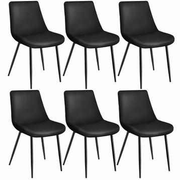 Set stoelen Monroe fluweellook - zwart, Set van 6