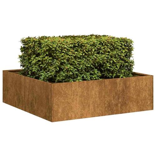 vidaXL Plantenbak roestig 100x100x30 cm weervast staal, Tuin en Terras, Bloempotten, Nieuw, Verzenden