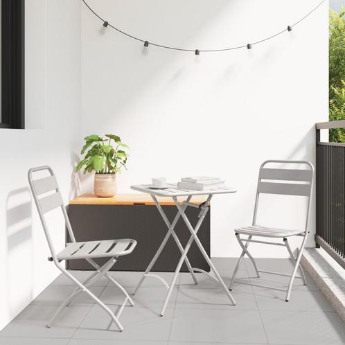 vidaXL 3-delige opvouwbare bistroset in beige staal, Tuin en Terras, Tuinsets en Loungesets, Nieuw, Verzenden