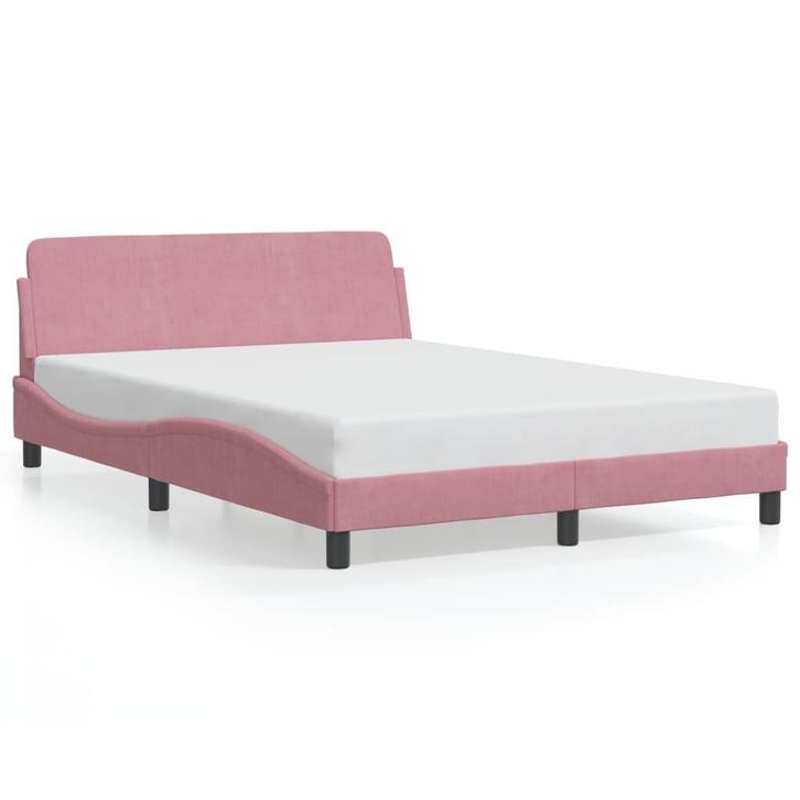 Bedframe Fluweel Roze 140x200 | Tweede Kansje OP=OP, Huis en Inrichting, Slaapkamer | Bedden, 140 cm, 200 cm, Rood, Nieuw, Hout
