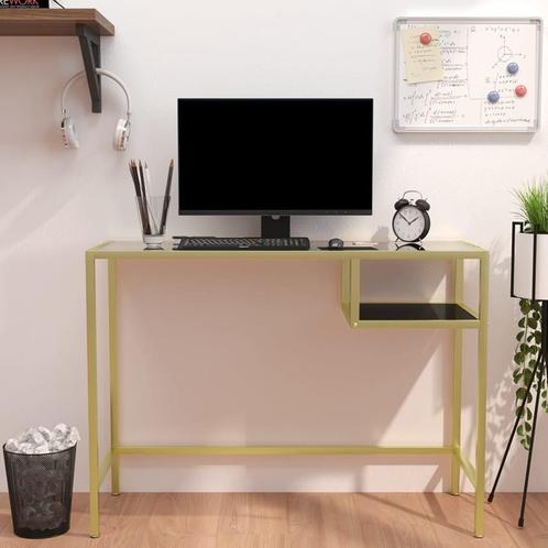 vidaXL Computerbureau 100x36x74 cm gehard glas transparant, Huis en Inrichting, Bureaus, Nieuw, Verzenden