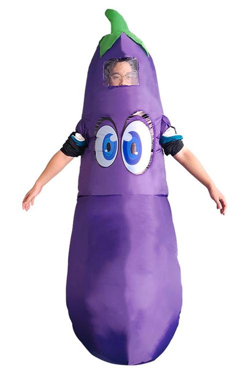 KIMU® Opblaas Kostuum Aubergine Pak Opblaasbaar Pak Aubergin, Kleding | Heren, Carnavalskleding en Feestkleding, Nieuw, Ophalen of Verzenden