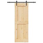 vidaXL Schuifdeur met beslag 80x210 cm massief grenenhout, Doe-het-zelf en Bouw, Verzenden, Nieuw