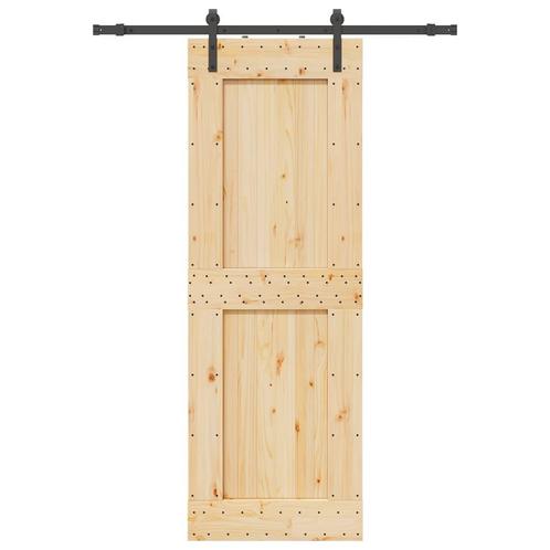 vidaXL Schuifdeur met beslag 80x210 cm massief grenenhout, Doe-het-zelf en Bouw, Deuren en Vliegenramen, Nieuw, Verzenden