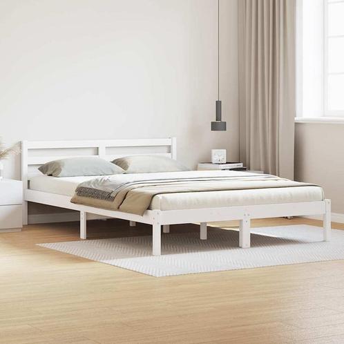 vidaXL Bedframe met hoofdeinde Wit 210 x 140 cm Massief, Huis en Inrichting, Slaapkamer | Bedden, Nieuw, Verzenden