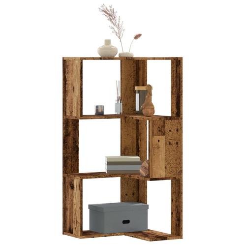 vidaXL Boekenkast 3-laags hoek 50x50x102 cm bewerkt hout oud, Huis en Inrichting, Kasten | Boekenkasten, Nieuw, Verzenden
