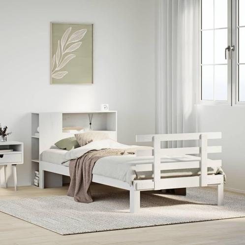vidaXL Bed met boekenkast zonder matras grenenhout wit, Huis en Inrichting, Slaapkamer | Bedden, Nieuw, Verzenden