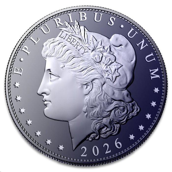 États-Unis. 5 x 1 oz 2026 .9995 Fine Titanium Morgan Dollar, Postzegels en Munten, Edelmetalen en Baren