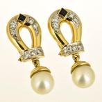 Cocktail oorbellen - 18 karaat Geel goud Parel - Diamant, Handtassen en Accessoires, Antieke sieraden