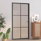 vidaXL Binnendeur 102,5x201,5 cm matglas en aluminium zwart, Doe-het-zelf en Bouw, Deuren en Vliegenramen, Verzenden, Nieuw