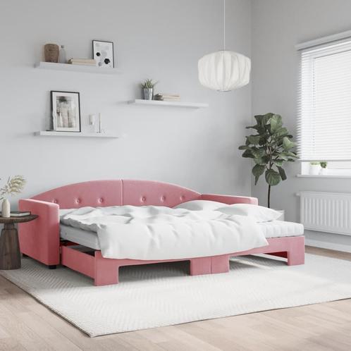 vidaXL Slaapbank onderschuifbed en matrassen 90x200 cm, Huis en Inrichting, Slaapkamer | Bedden, Nieuw, Verzenden