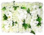 Flowerwall 40x60 cm 3d pioen anjer hydrangea en blad ivory, Nieuw