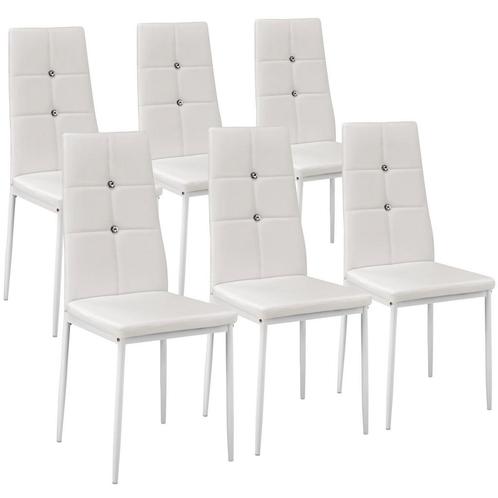 tectake Eetkamerstoelen, kunstleer met strass steentjes - wi, Huis en Inrichting, Stoelen, Verzenden