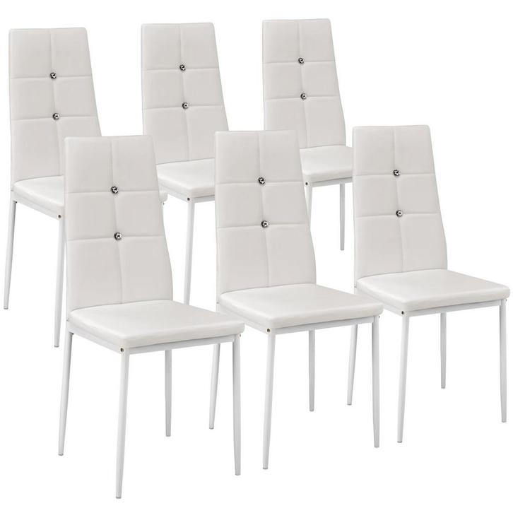 tectake Eetkamerstoelen, kunstleer met strass steentjes - wi, Huis en Inrichting, Stoelen, Verzenden