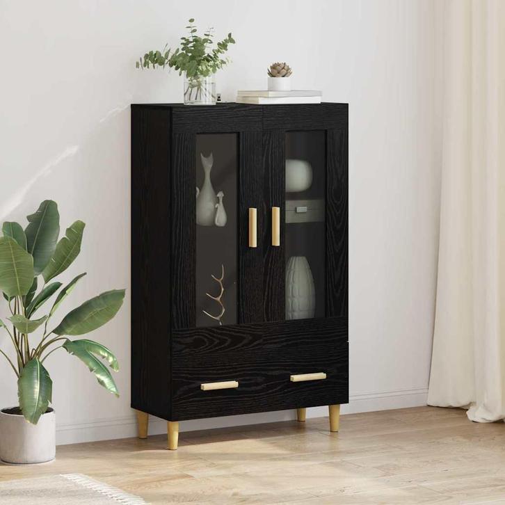 vidaXL Highboard met lade Zwart Eiken 70 x 31 x 115 cm, Huis en Inrichting, Kasten | Dressoirs, Nieuw, Verzenden