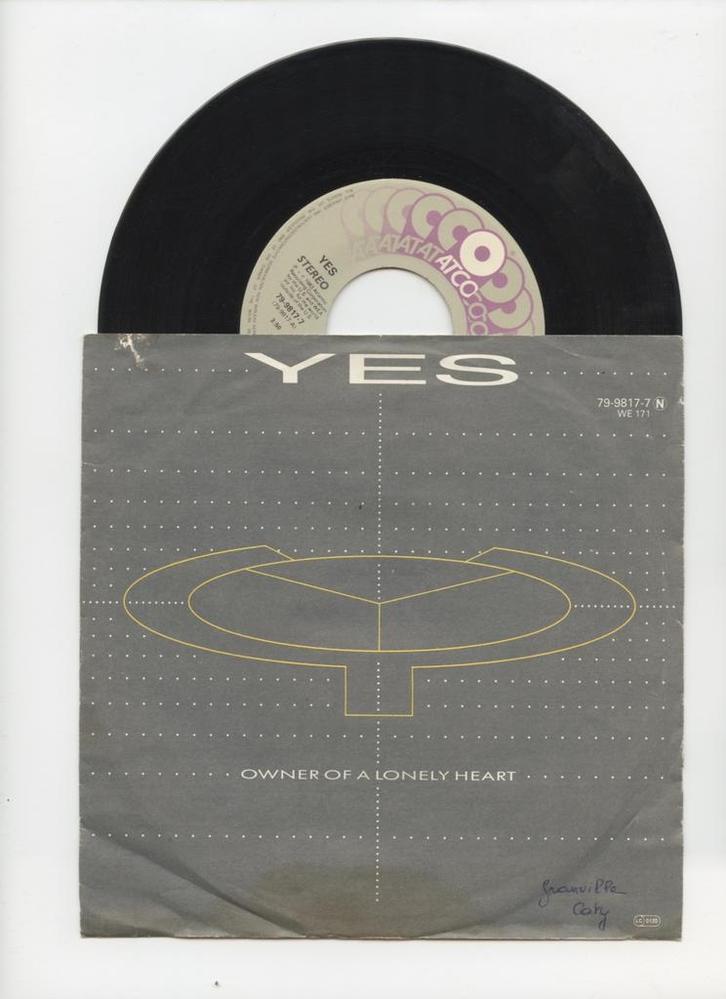 Yes – Owner Of A Lonely Heart / Our Song (1-7-Vinyl-Single), CD & DVD, Vinyles Singles, Enlèvement ou Envoi