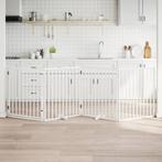 vidaXL Hondenhek met deur opvouwbaar 4 panelen wit 320 cm, Dieren en Toebehoren, Verzenden, Nieuw