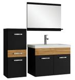 Badkamermeubel Set Alba 60 x 35 cm Mat Zwart Eiken Badmeubel, Verzenden, Nieuw