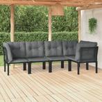 vidaXL 5-delige Loungeset poly rattan zwart en grijs, Verzenden, Nieuw, Loungeset