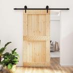 vidaXL Schuifdeur met beslag 100x210 cm massief grenenhout, Doe-het-zelf en Bouw, Deuren en Vliegenramen, Verzenden, Nieuw