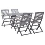 vidaXL 5-delige Tuinset massief acaciahout grijs, Tuin en Terras, Verzenden, Nieuw, Tuinset