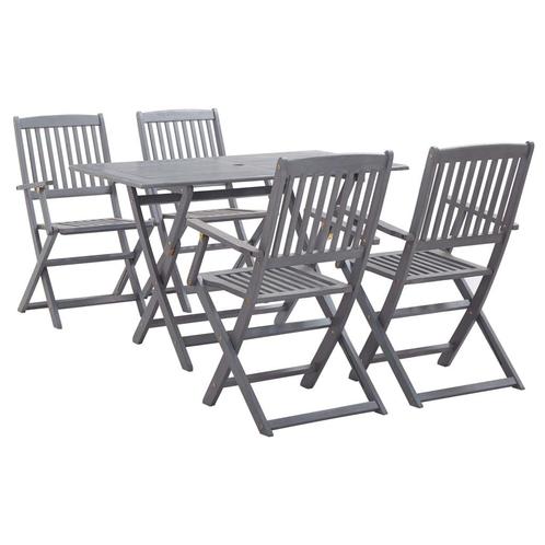 vidaXL 5-delige Tuinset massief acaciahout grijs, Tuin en Terras, Tuinsets en Loungesets, Tuinset, Nieuw, Verzenden