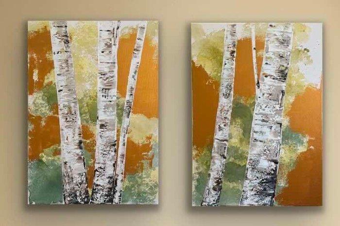 Andrea Imwiehe - Sunlit Stillness_04 diptychon, Antiquités & Art, Art | Peinture | Moderne