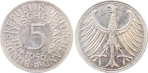5 Mark Duitsland 5 duitse Mark 1956 D vorzueglich/stempel..., Postzegels en Munten, Munten | Europa | Niet-Euromunten, België