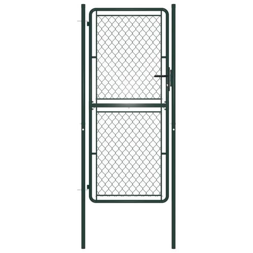 vidaXL Poort 100x200 cm staal groen, Jardin & Terrasse, Portes de jardin, Envoi