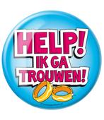 Button Help Ik ga Trouwen 10,2cm, Hobby en Vrije tijd, Nieuw, Verzenden
