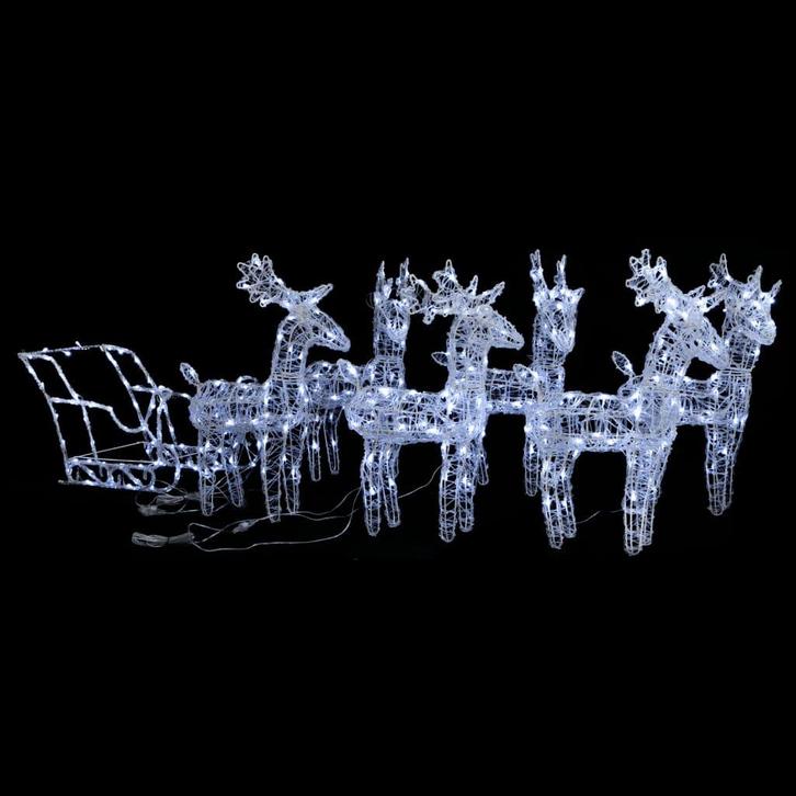 vidaXL Kerstversiering rendieren en slee 320 LEDs acryl, Diversen, Kerst, Nieuw, Verzenden