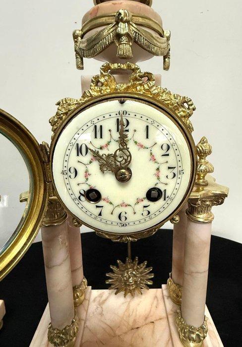 Horloge et parure de cheminée (3) - Bronze, Marbre, Laiton -, Antiquités & Art, Antiquités | Horloges