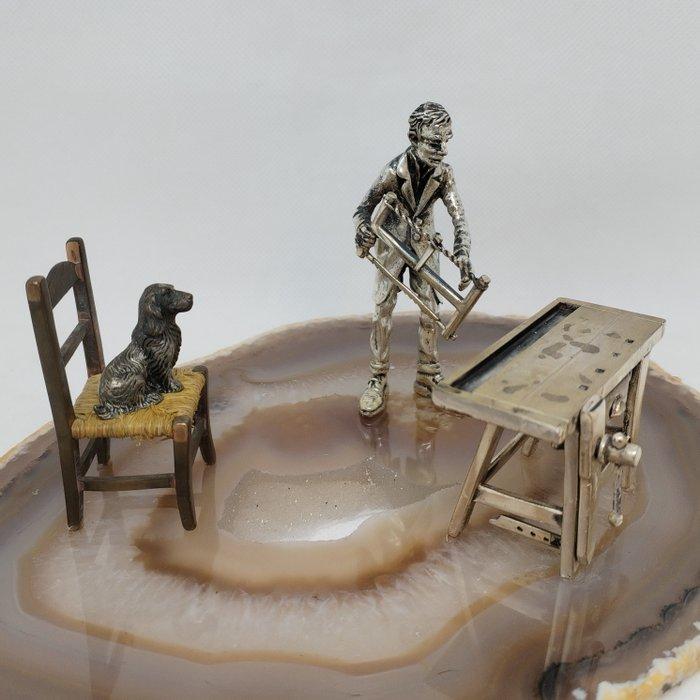 Beeldje, Bottega del Falegname - 9 cm - .800 zilver, Antiek en Kunst, Antiek | Zilver en Goud