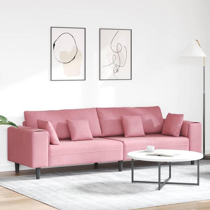 vidaXL Bank met kussen Roze 250 x 77 x 76 cm Fluweel, Huis en Inrichting, Zetels | Zetels, Nieuw, Verzenden