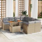 vidaXL 9-delige tuinzetels met kussens - Beige Poly Rattan, Tuin en Terras, Tuinsets en Loungesets, Verzenden, Nieuw