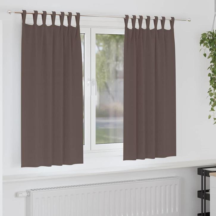 vidaXL Gordijnen met gordijnen 2 pcs Donkerbruin 175x140cm, Huis en Inrichting, Stoffering | Gordijnen en Lamellen, Nieuw, Verzenden