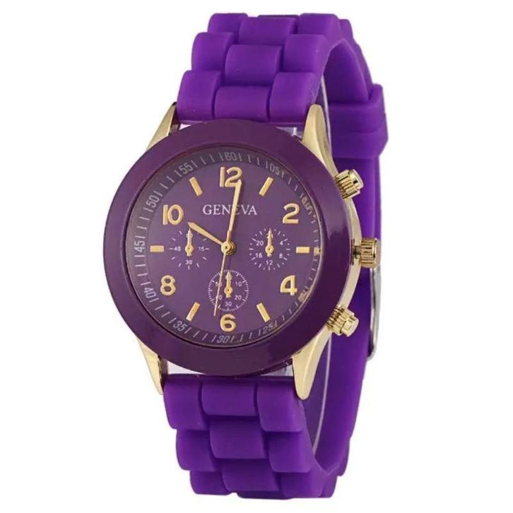 Fako® - Horloge - Geneva - Siliconen Candy - Paars, Handtassen en Accessoires, Horloges | Dames, Verzenden