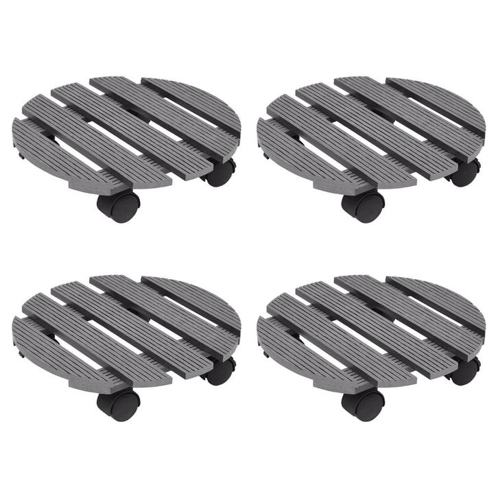 vidaXL Plantentrolleys 4 st Ø30x7,5 cm HKC grijs, Tuin en Terras, Bloembakken en Plantenbakken, Nieuw, Verzenden