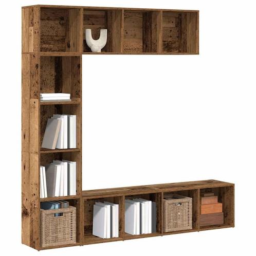 vidaXL Boekenkasten 3 st bewerkt hout oud houtkleurig, Huis en Inrichting, Kasten | Boekenkasten, Nieuw, Verzenden
