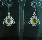 Citrien - Zilver - Oorbellen - Sterlingzilveren oorbellen, Verzamelen, Mineralen en Fossielen