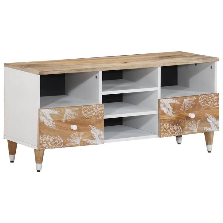 vidaXL Tv-meubel 100x33,5x46 cm massief mangohout, Huis en Inrichting, Woonaccessoires | Cd- en Dvd-rekken, Nieuw, Verzenden