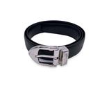 Louis Vuitton - Black Taiga Silver Metal Buckle Classic Belt, Antiquités & Art