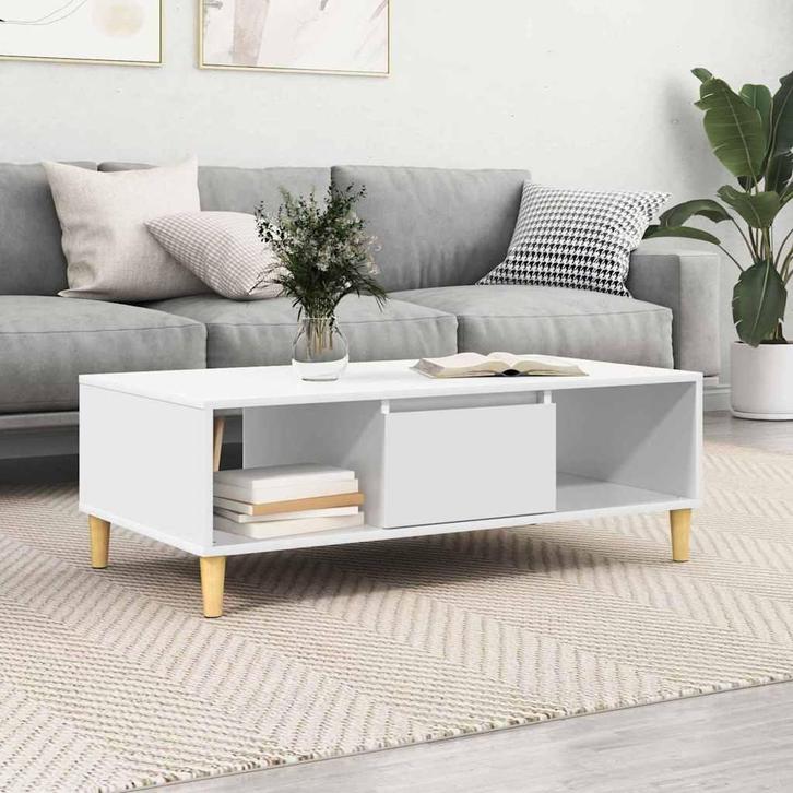 vidaXL Salontafel Wit 102 x 55 x 35 cm Bewerkt hout, Maison & Meubles, Tables | Tables de salon, Envoi